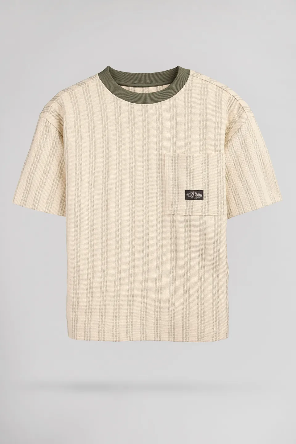 Teddy Smith S-Verso RC Jr sweat rayures cream manches courtes
