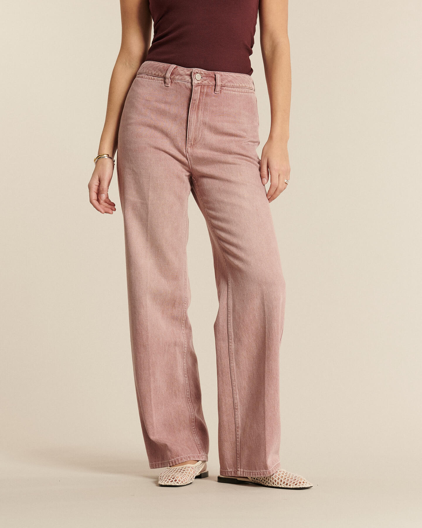 Labdip Swann Quartz jean large taille haute rosé