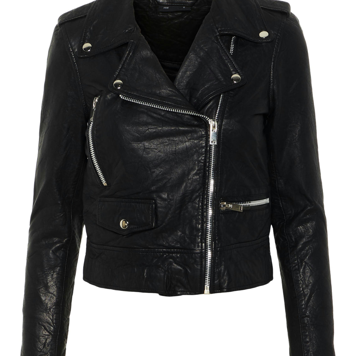Noisy May blouson biker cuir agneau coupe cintrée