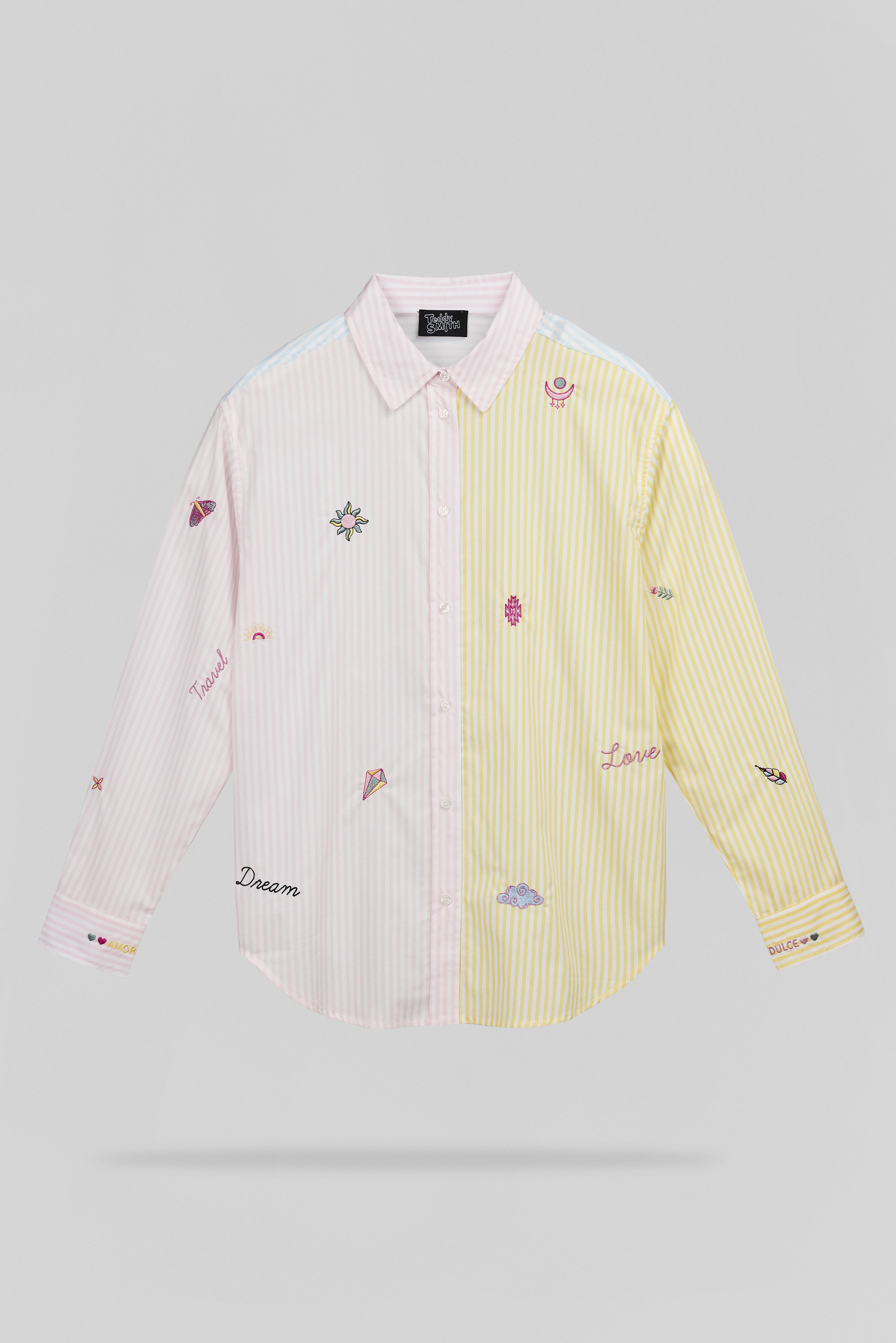 Teddy Smith C-Louisia ML chemise rose quartz rayures coton