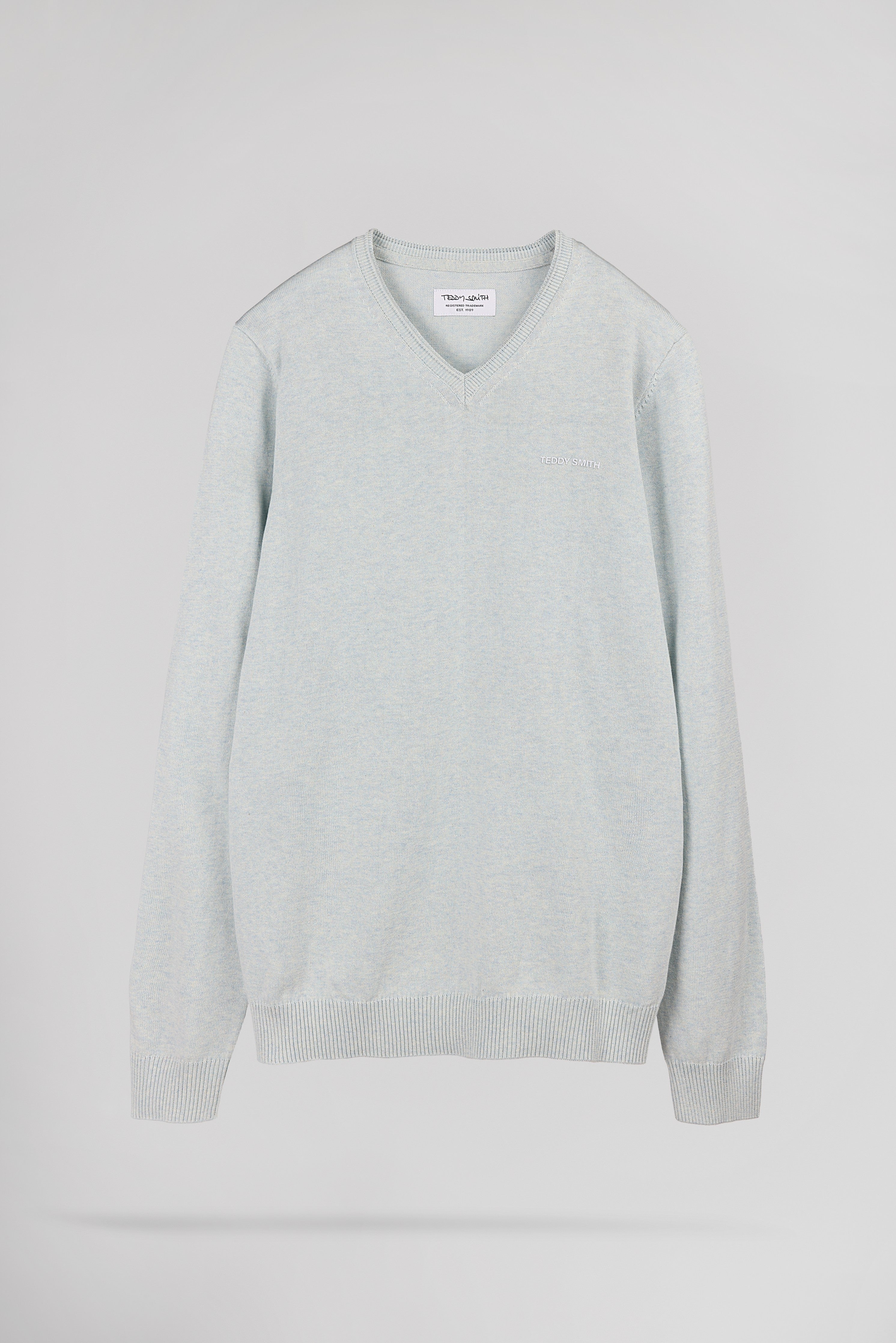 Teddy Smith Pulser 4 Pastel Blue Twisted pull col V coton