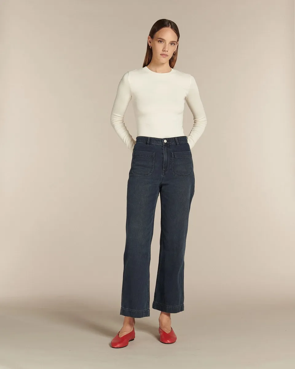 Labdip Samuel jean large taille haute bleu indigo