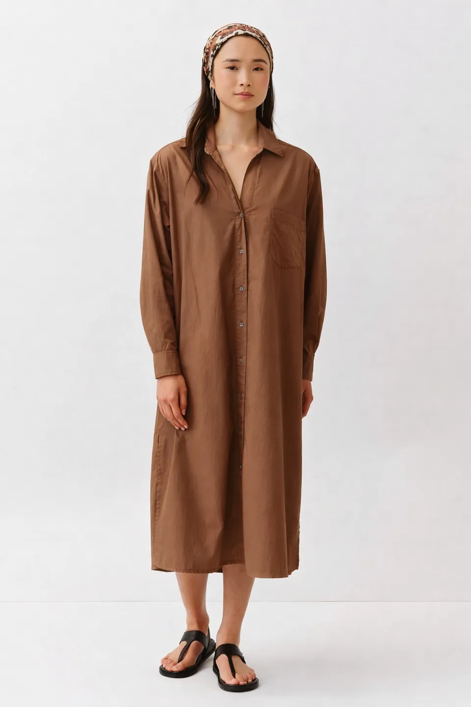 DIEGA RIVATA robe chemise camel manches longues