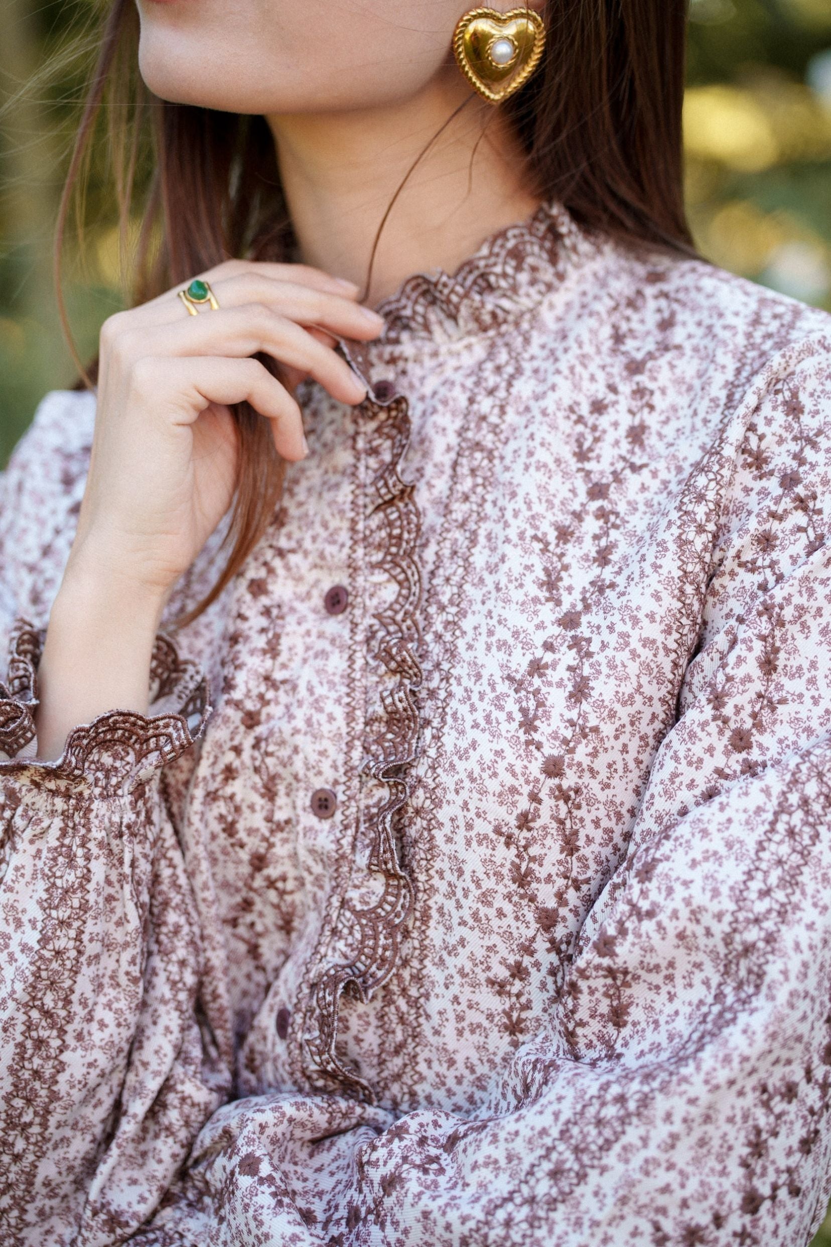 Maison Onado Arielle blouse florale col volanté