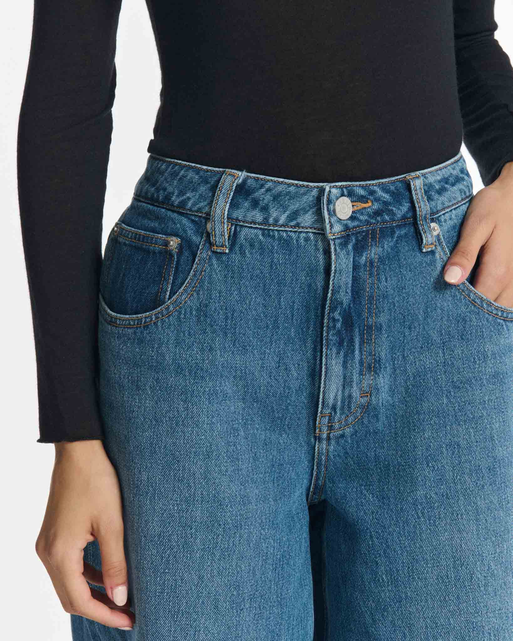 Labdip York Denim IN 30 Mid Blue jean wide leg coton