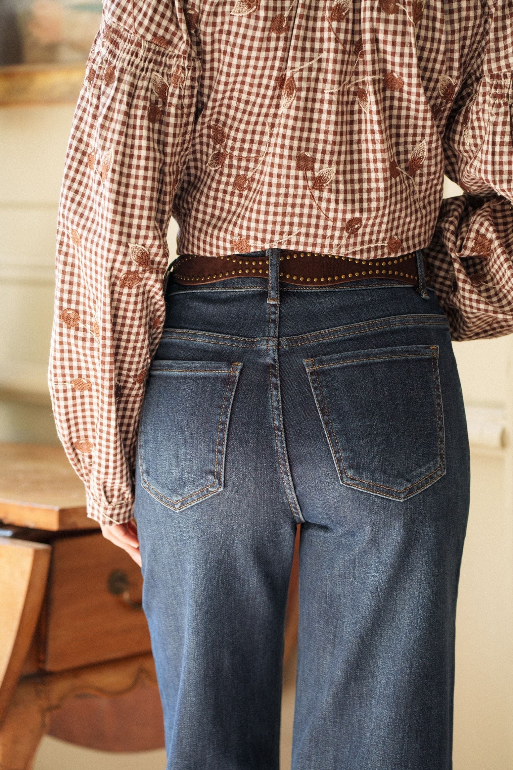 Maison Onado Nino jean droit bleu délavé taille haute