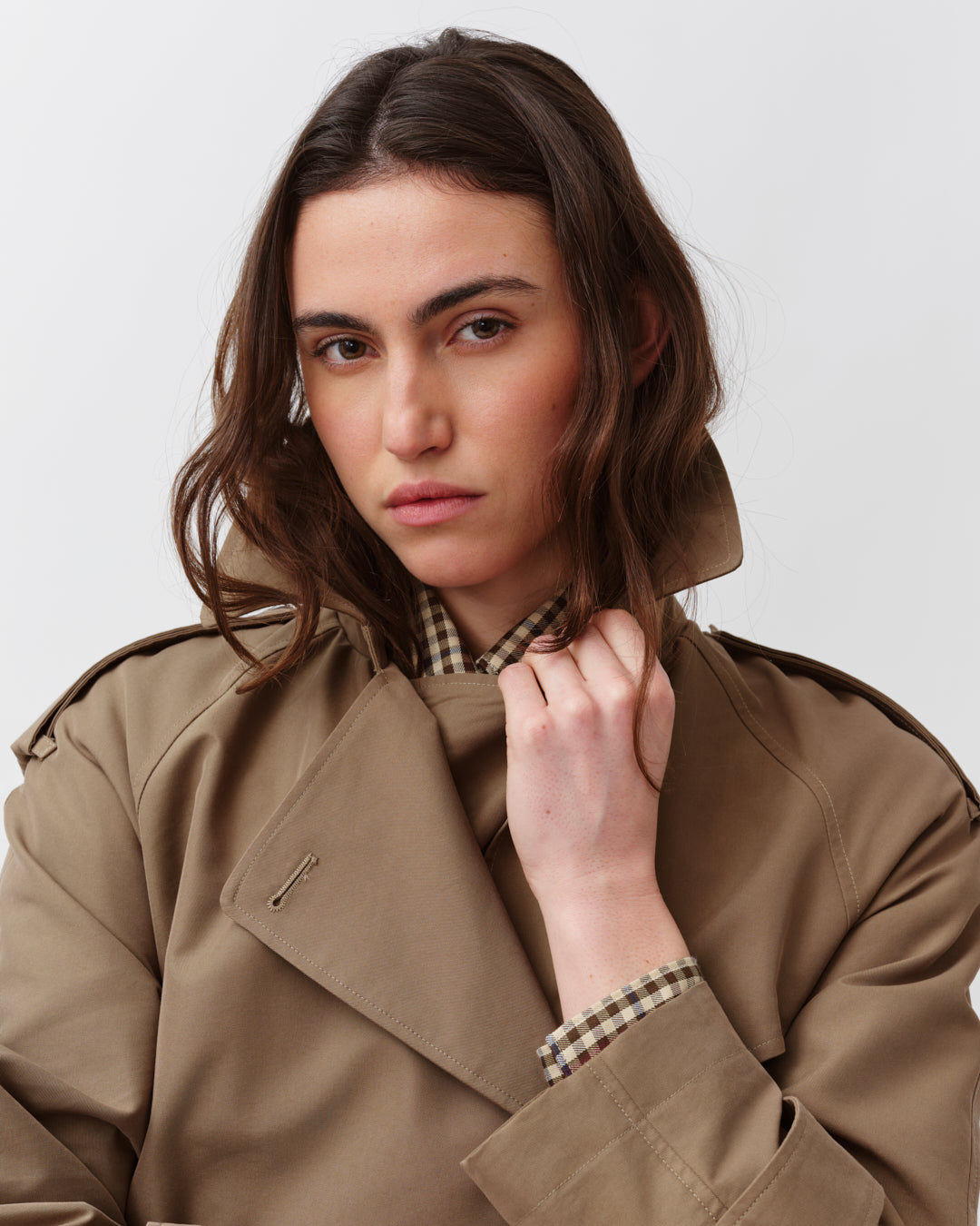 DIEGA MARIGO manteau kaki trench long à ceinture