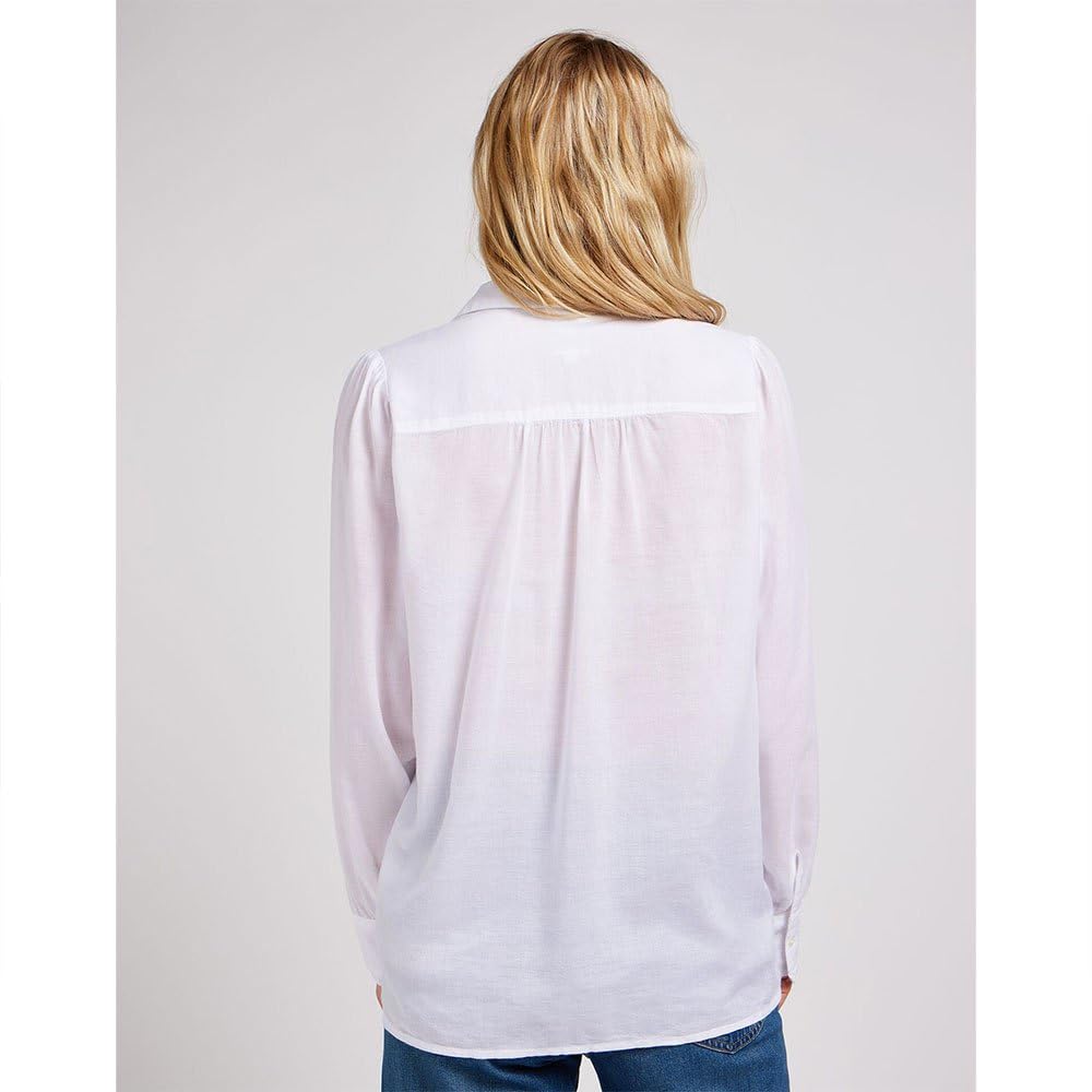 Lee Shirred Blouse chemise femme blanc éclatant XL coupe fluide
