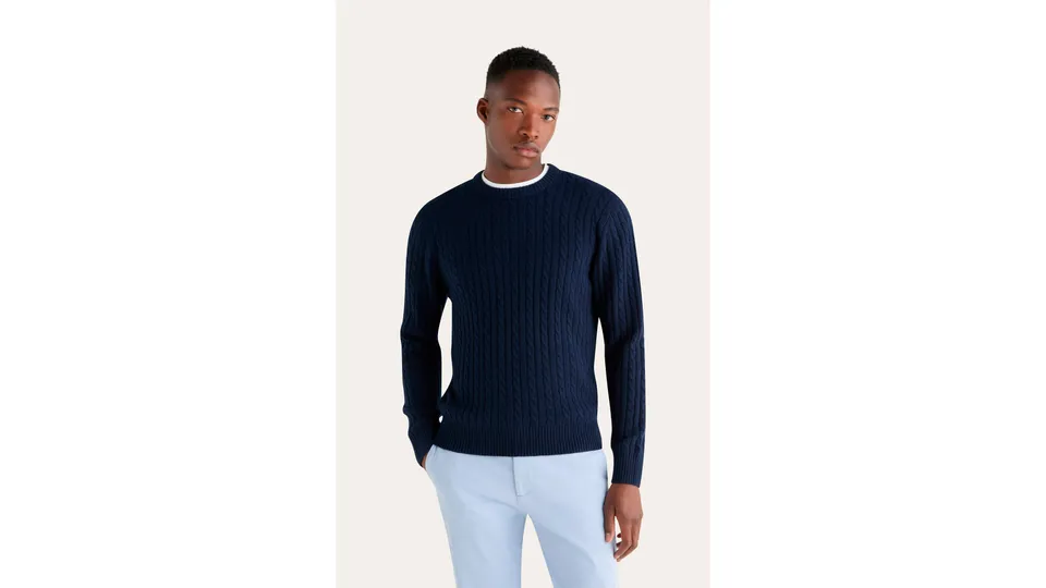 Dockers Premium pull col rond bleu Navy Blazer regular