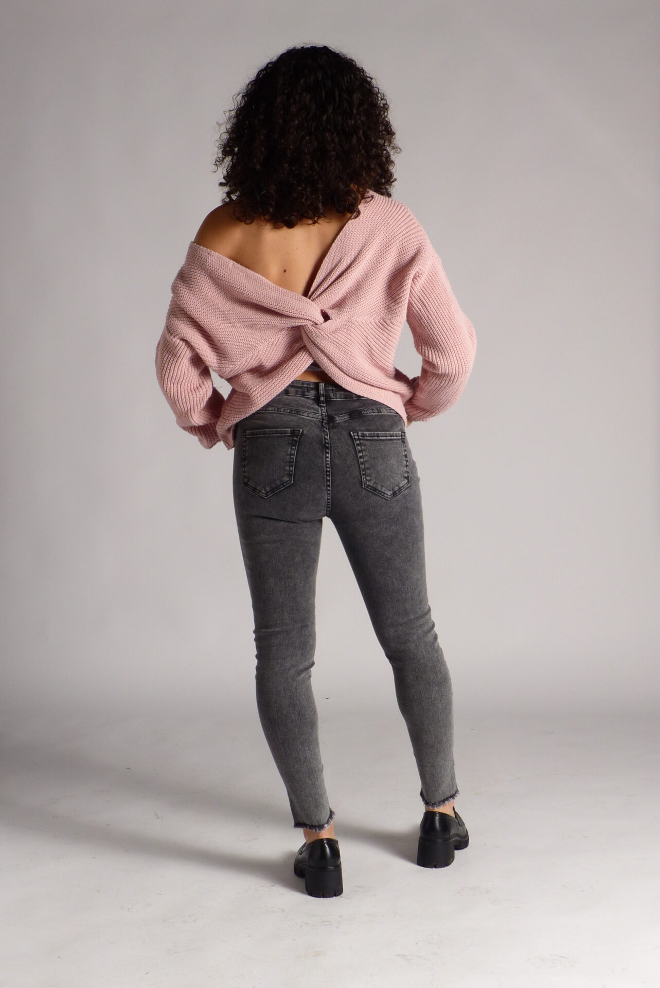 AA Spontané Skinny jean gris effiloché mi-haute