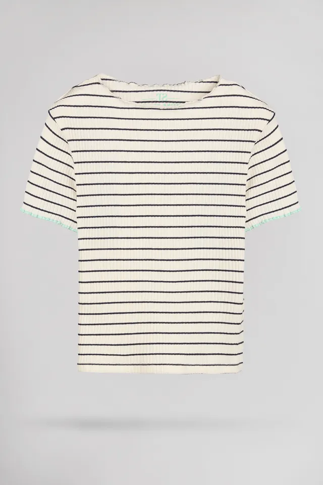 Teddy Smith T-Ray T-shirt fille bleu marine rayé côtelé