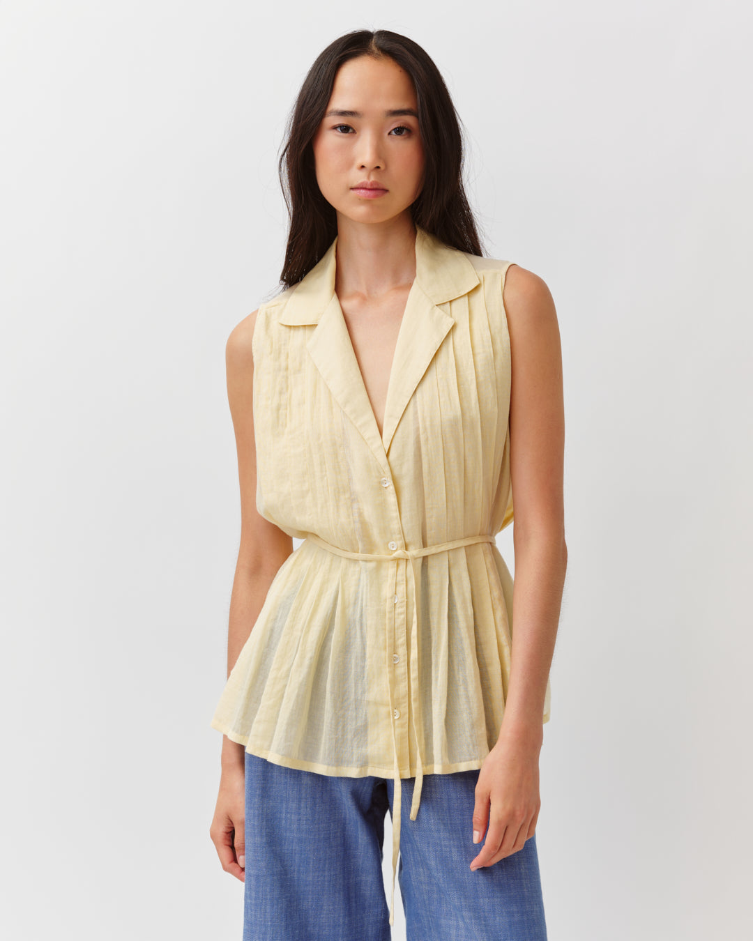 DIEGA CHELIO chemise voile coton paille sans manches