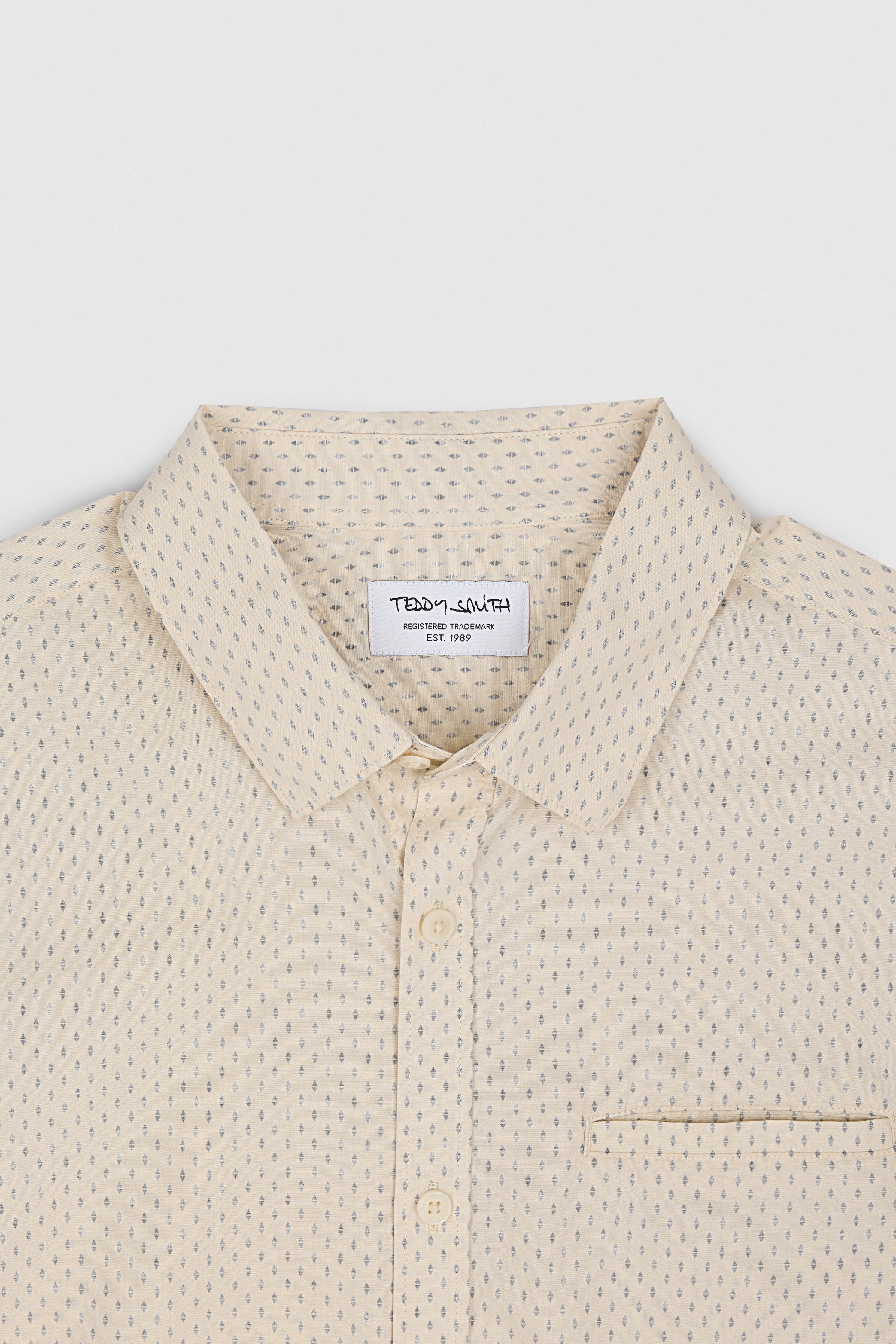 Teddy Smith Cut MC chemise homme slim creme imprime