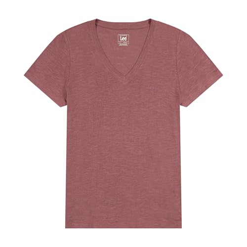Lee V Neck Tee T-Shirt Femme Gris Béton Lin