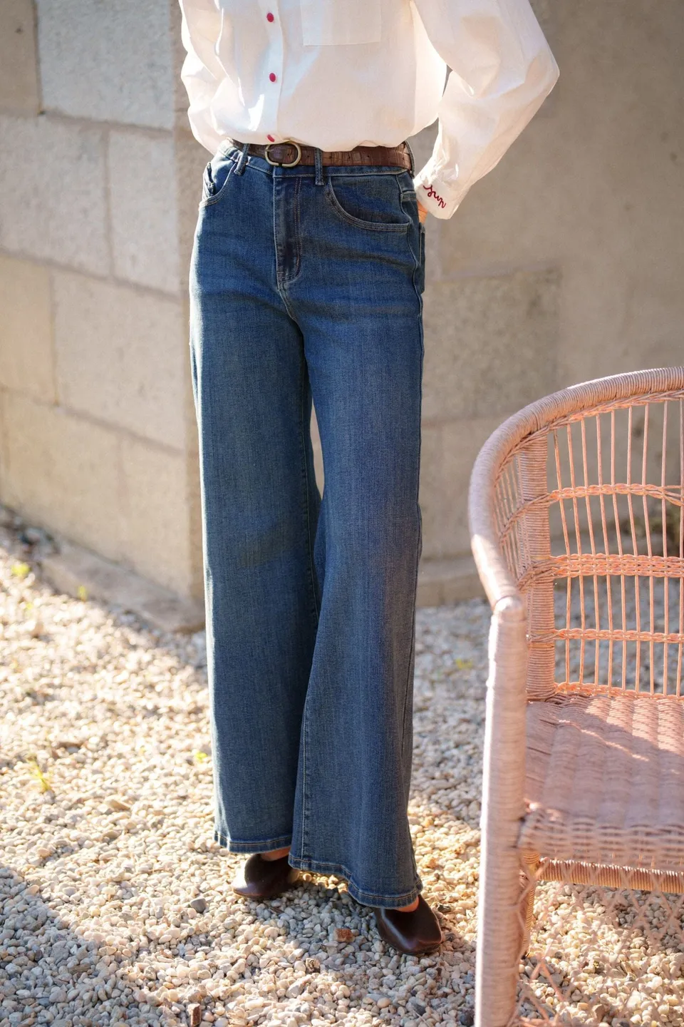 Maison Onado Lalita jean wide leg 36 bleu délavé