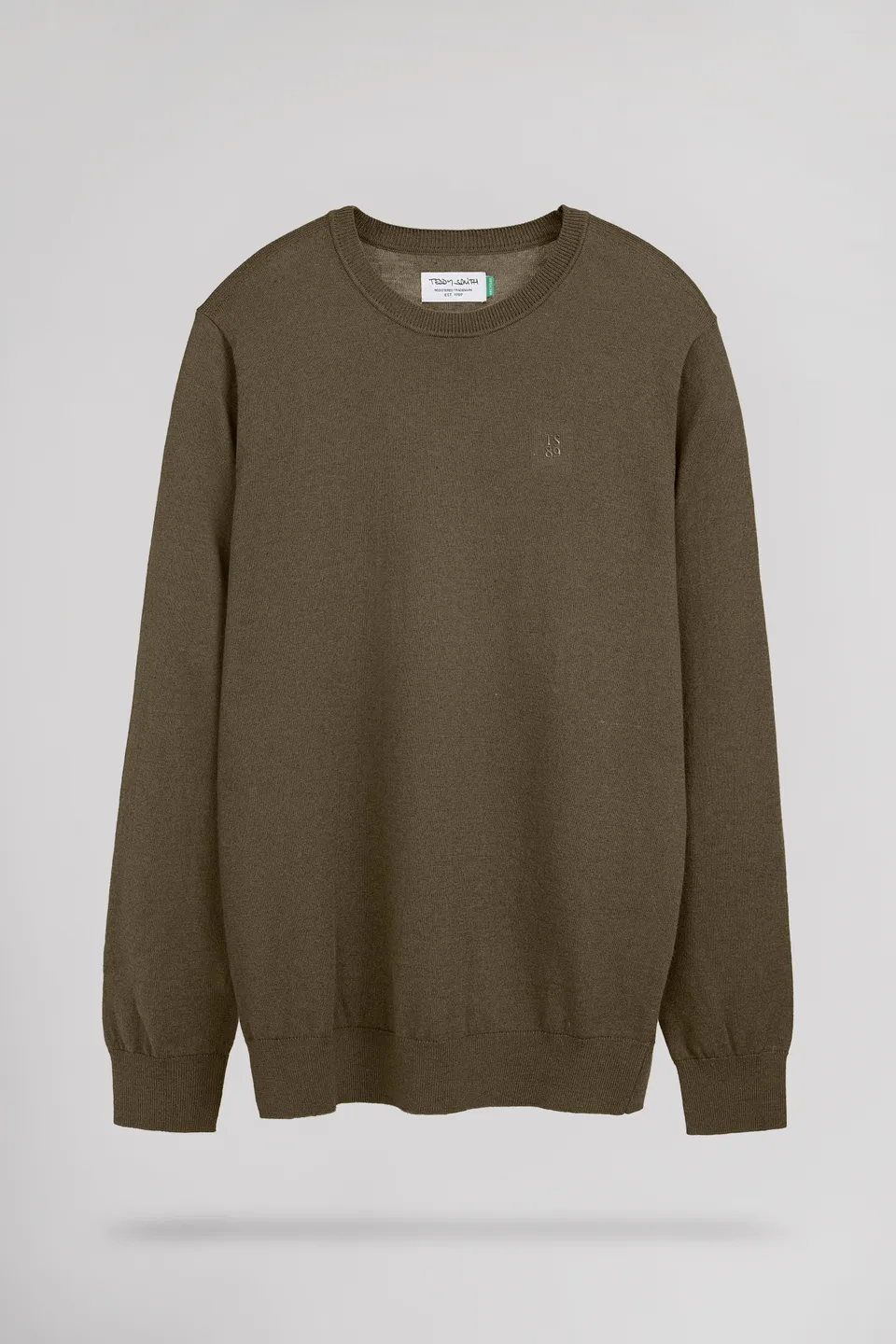 Teddy Smith P-Martino pull col rond kaki homme ajusté