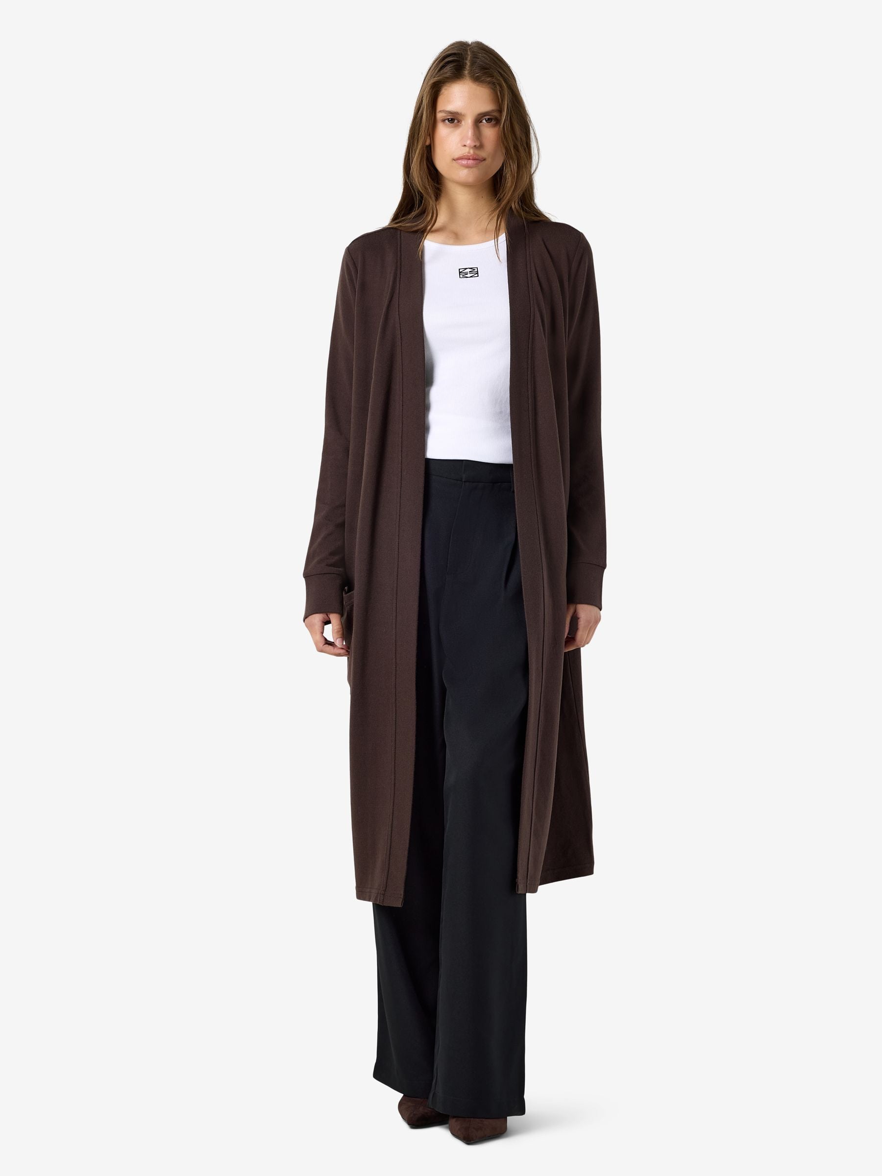 Noisy May Gilet long ouvert maille brossée