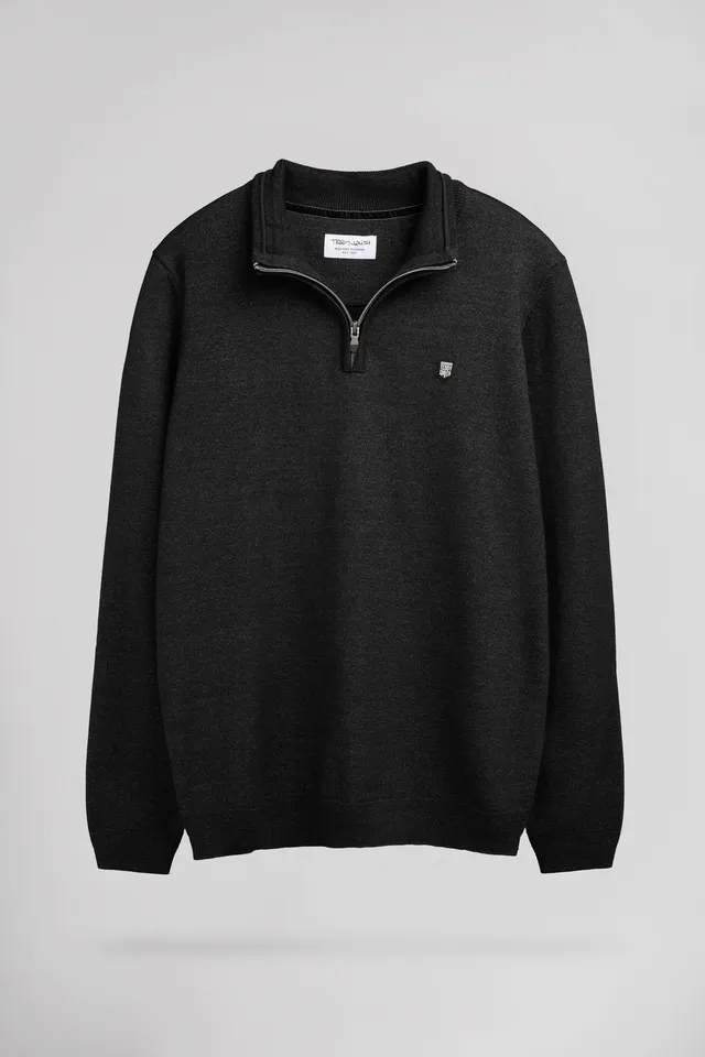 Teddy Smith P-Marty 2 pull gris anthracite col zippé