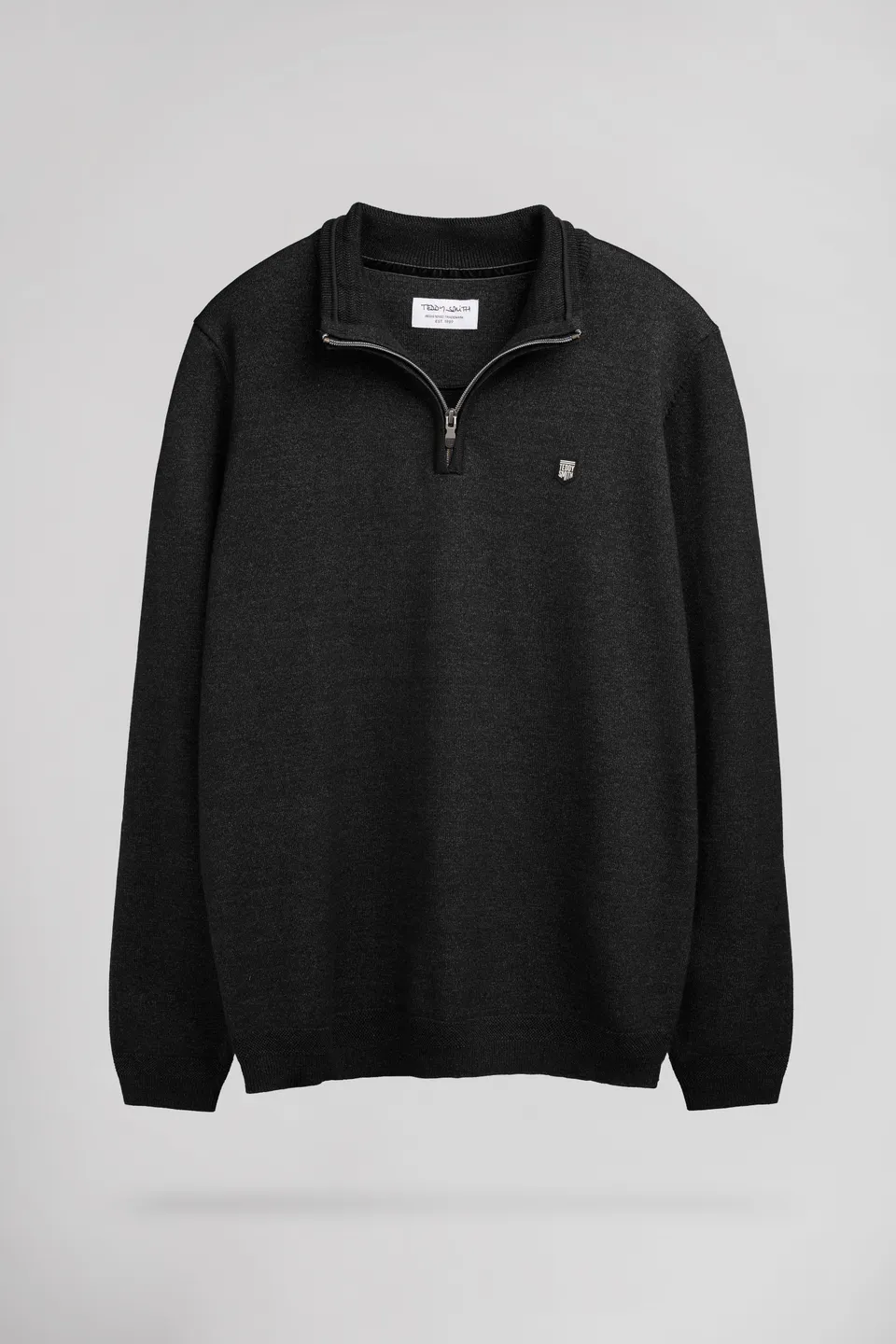 Teddy Smith P-Marty 2 pull gris anthracite col zippé
