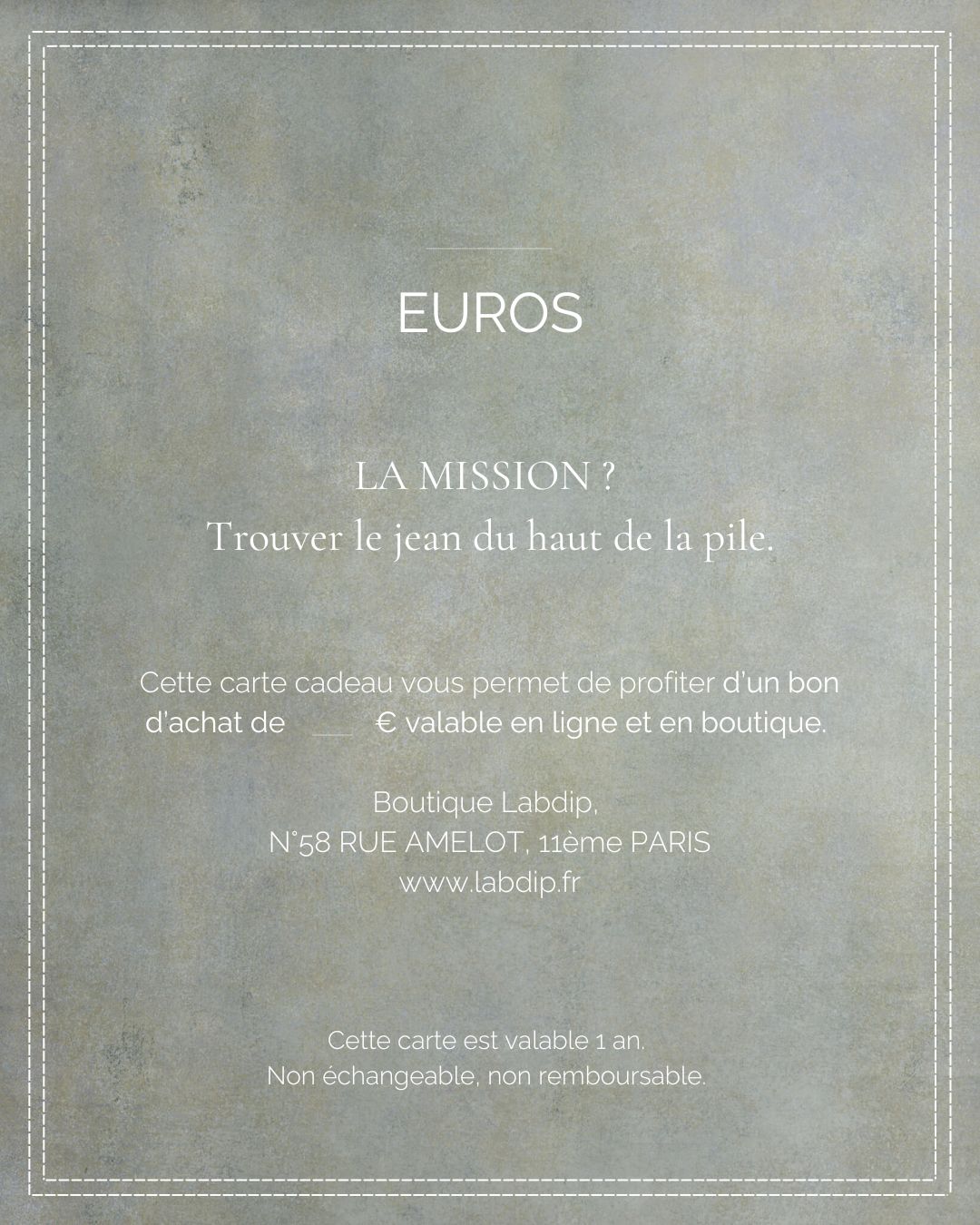 Labdip E-Carte cadeau 50€ carte cadeau à imprimer