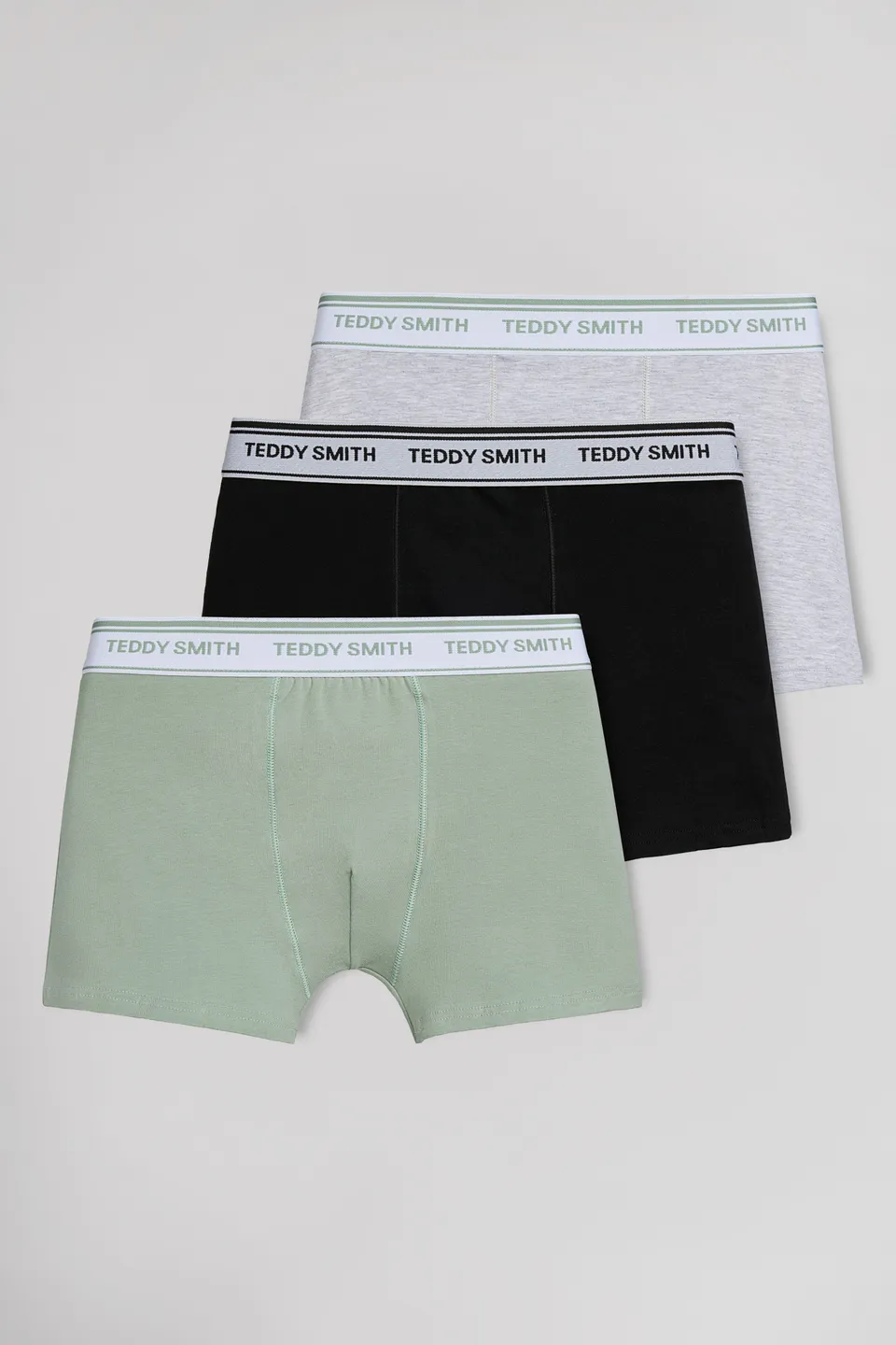 Teddy Smith boxer homme lot 3 noir vert gris coton