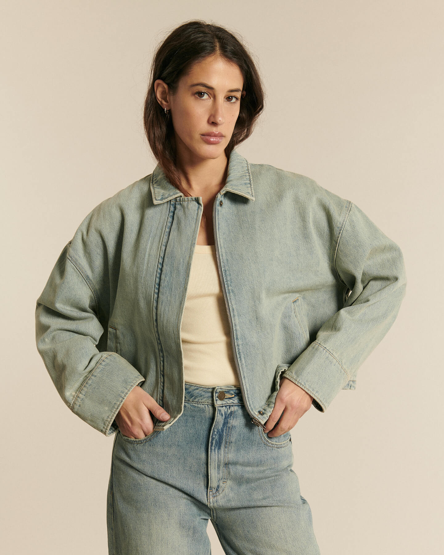 Labdip Baker GB 20 veste jean Dirty Blue droite