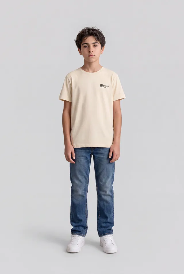 Teddy Smith T-Company t-shirt cream ajusté garçon