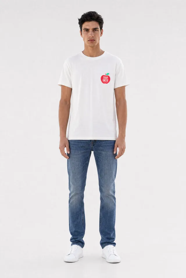 Teddy Smith T-Golden MC t-shirt blanc imprimé pomme coton