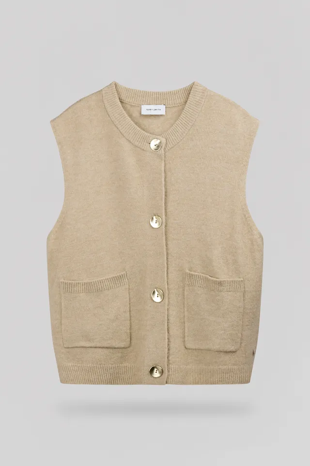Teddy Smith G-Hazel gilet sans manches soft grège femme col rond