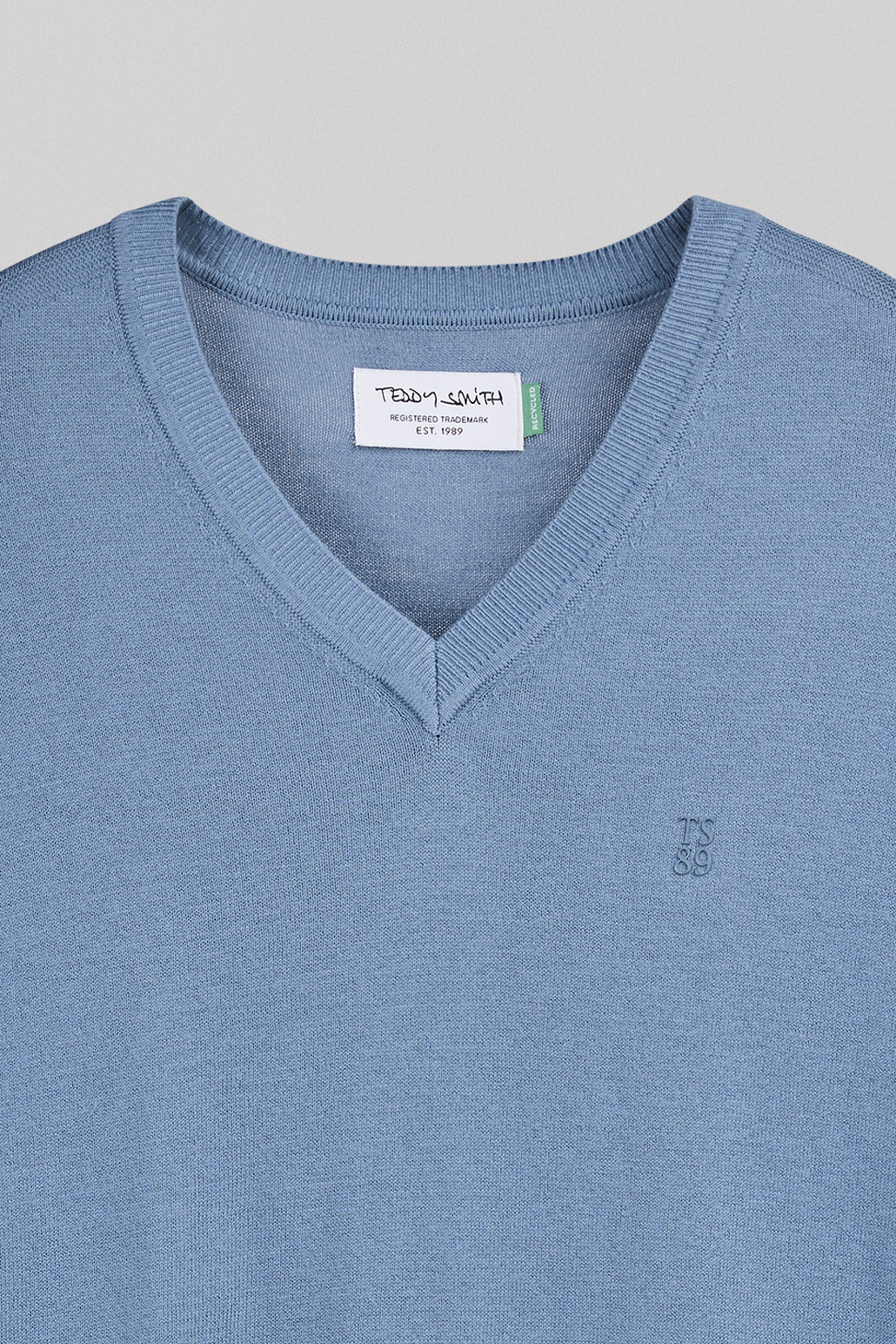 Teddy Smith P-Martin pull col V bleu minéral slim
