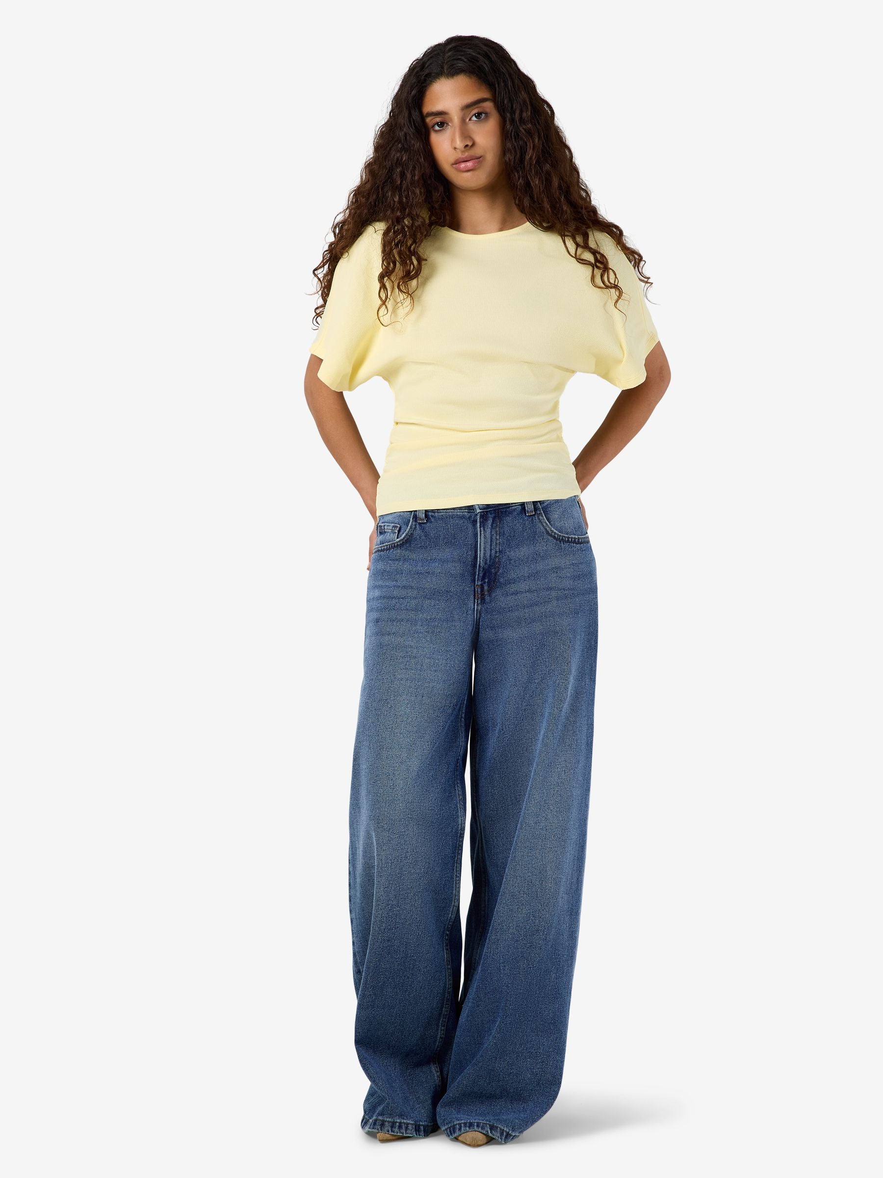 Noisy May Abbi t-shirt coton bio froncé manches courtes