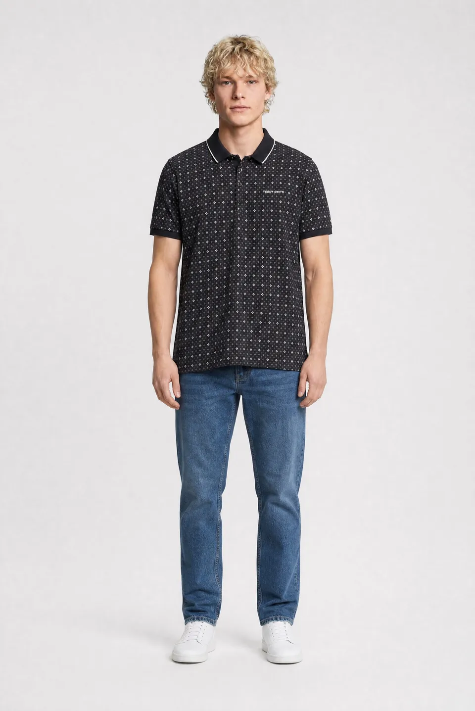 TEDDY SMITH PASY 2 polo homme dark navy micro-motif coton