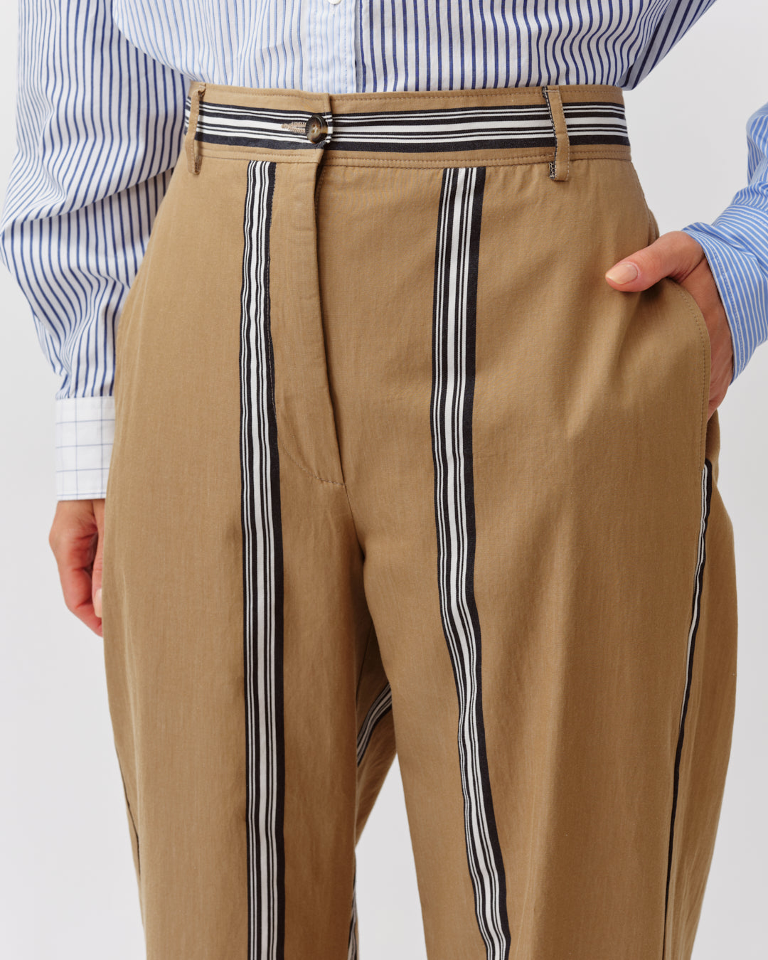 DIEGA PIMAO pantalon camel marine large fluide