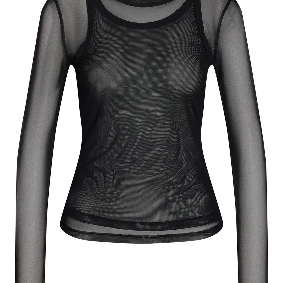 Noisy May top mesh manches longues double col rond
