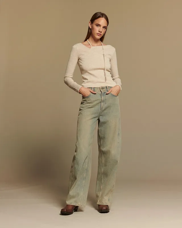 Labdip Ross jean droit large acid blue coton