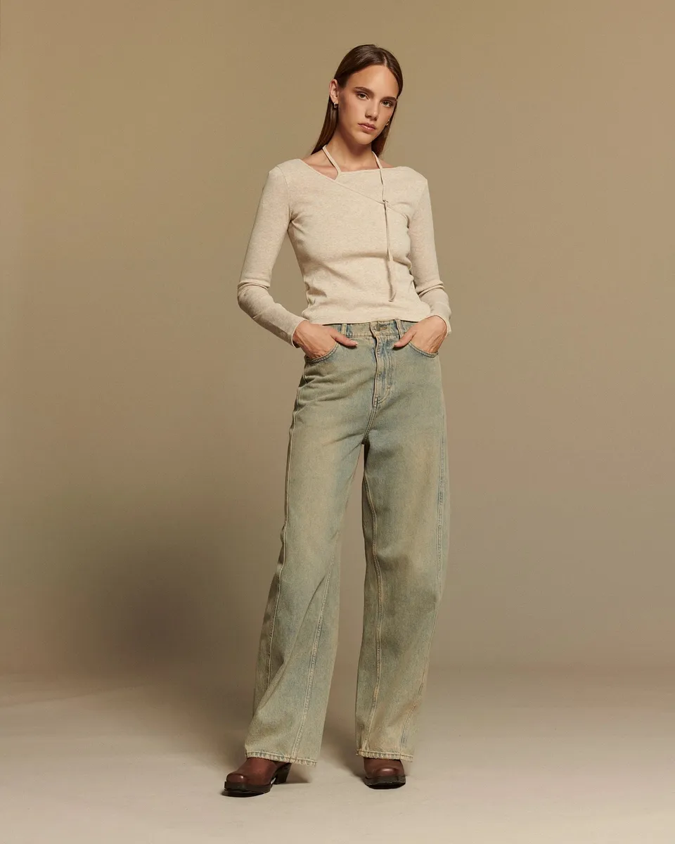 Labdip Ross jean droit large acid blue coton