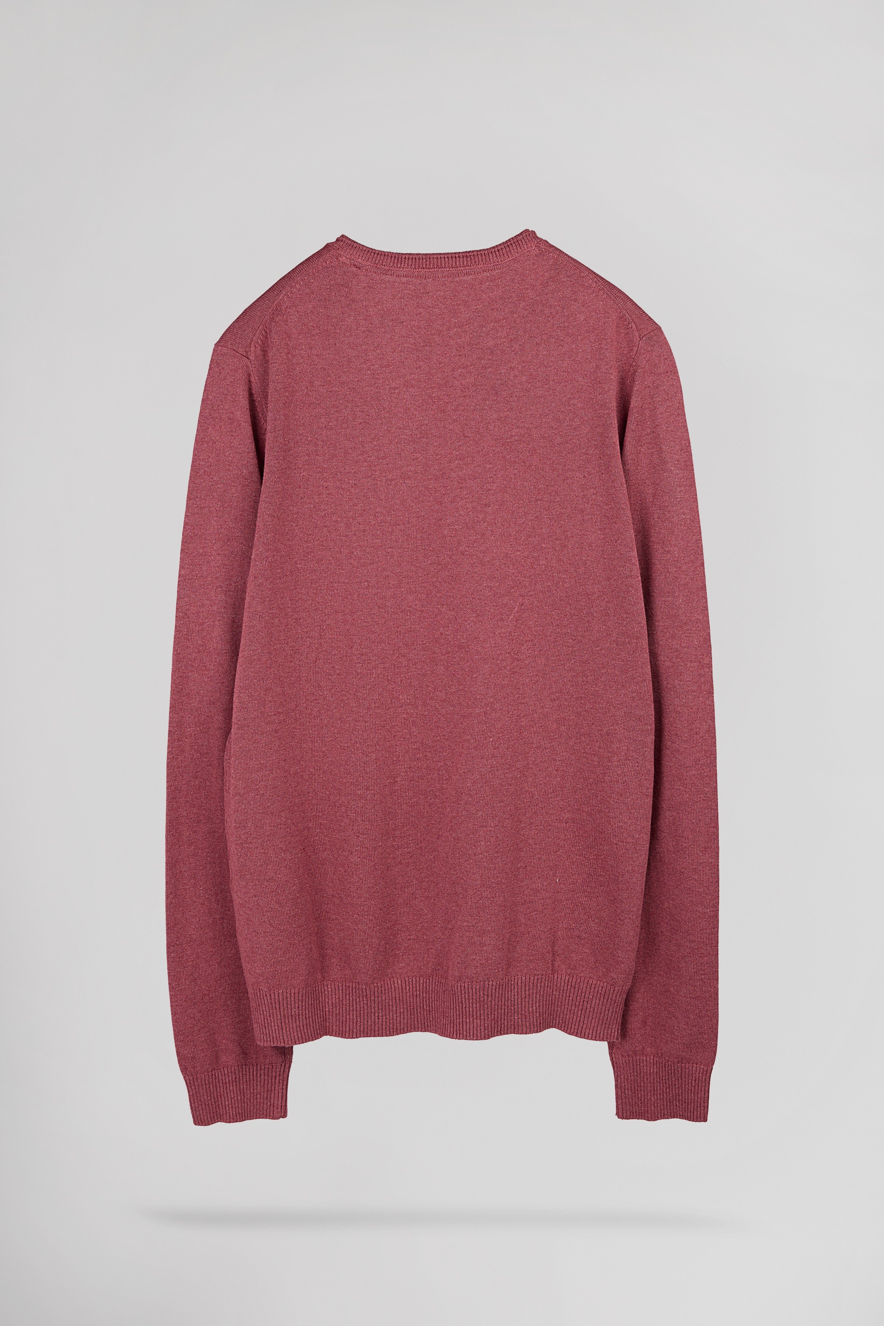 Teddy Smith Pulser 4 pull col V framboise chiné coton