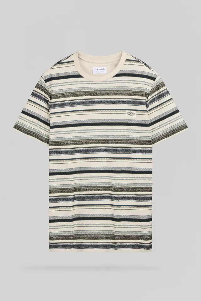Teddy Smith T-Mateo MC T-shirt rayé crème