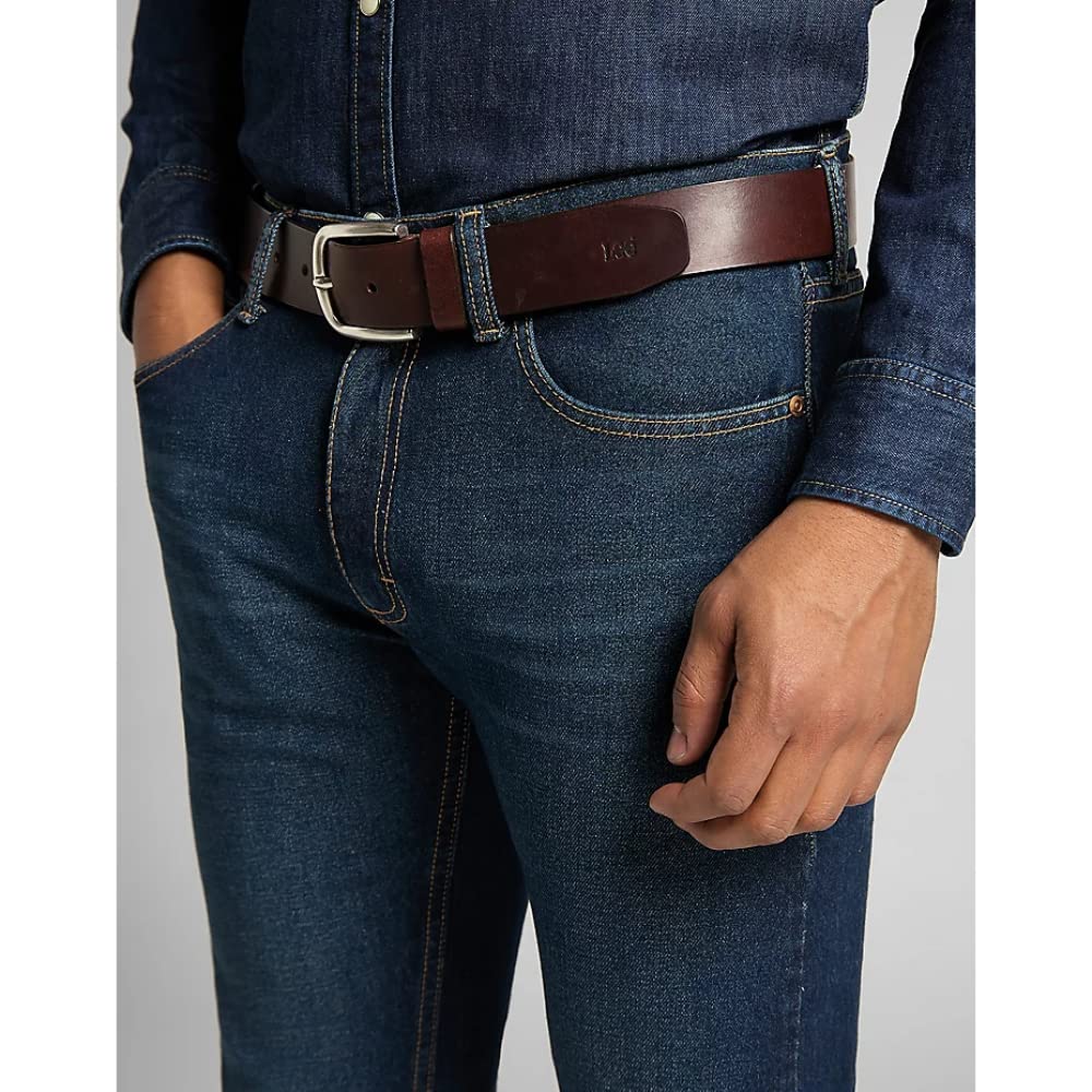 Lee Ceinture Homme 100% Cuir Marron Foncé