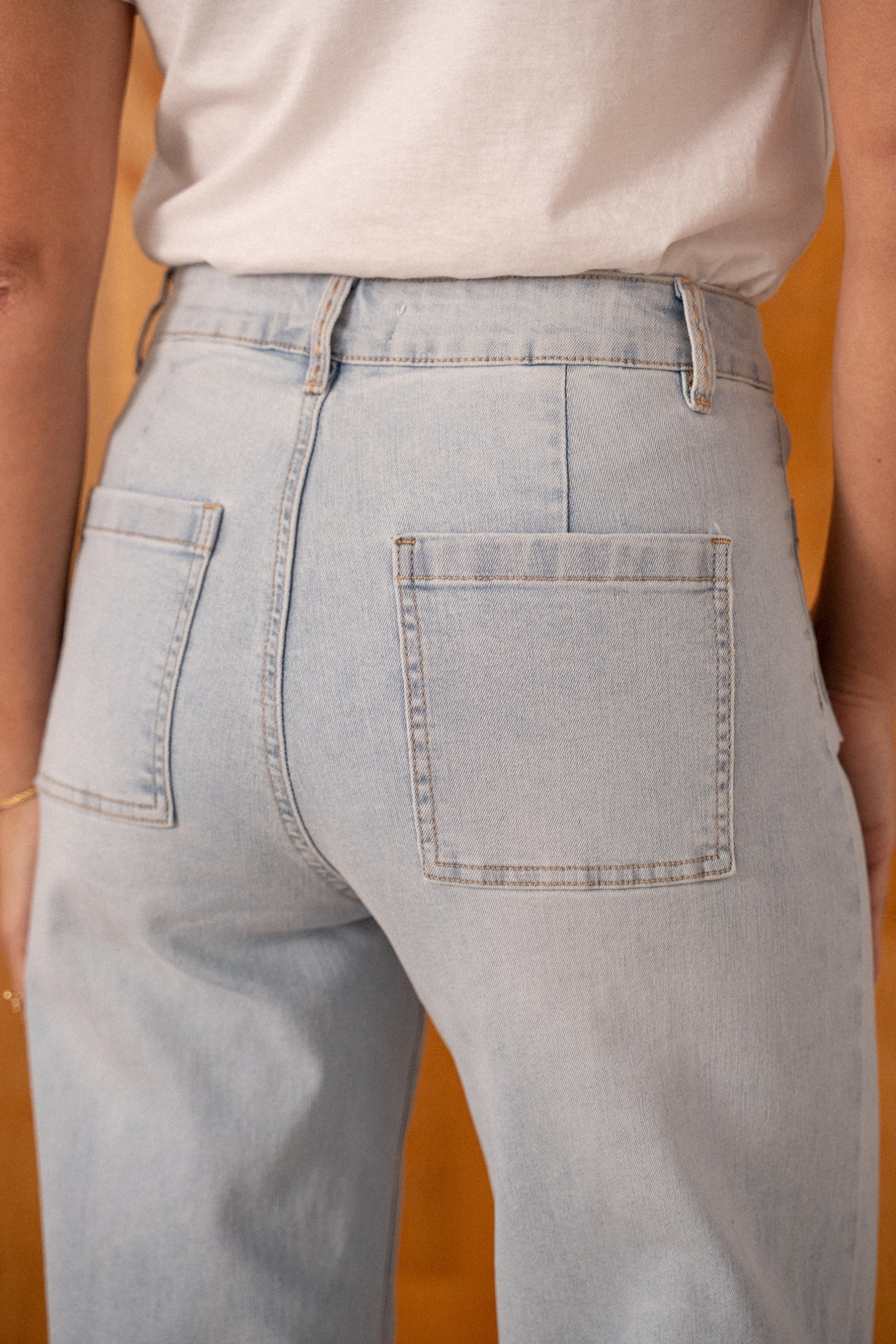Maison Onado Floride jean wide délavé clair coutures