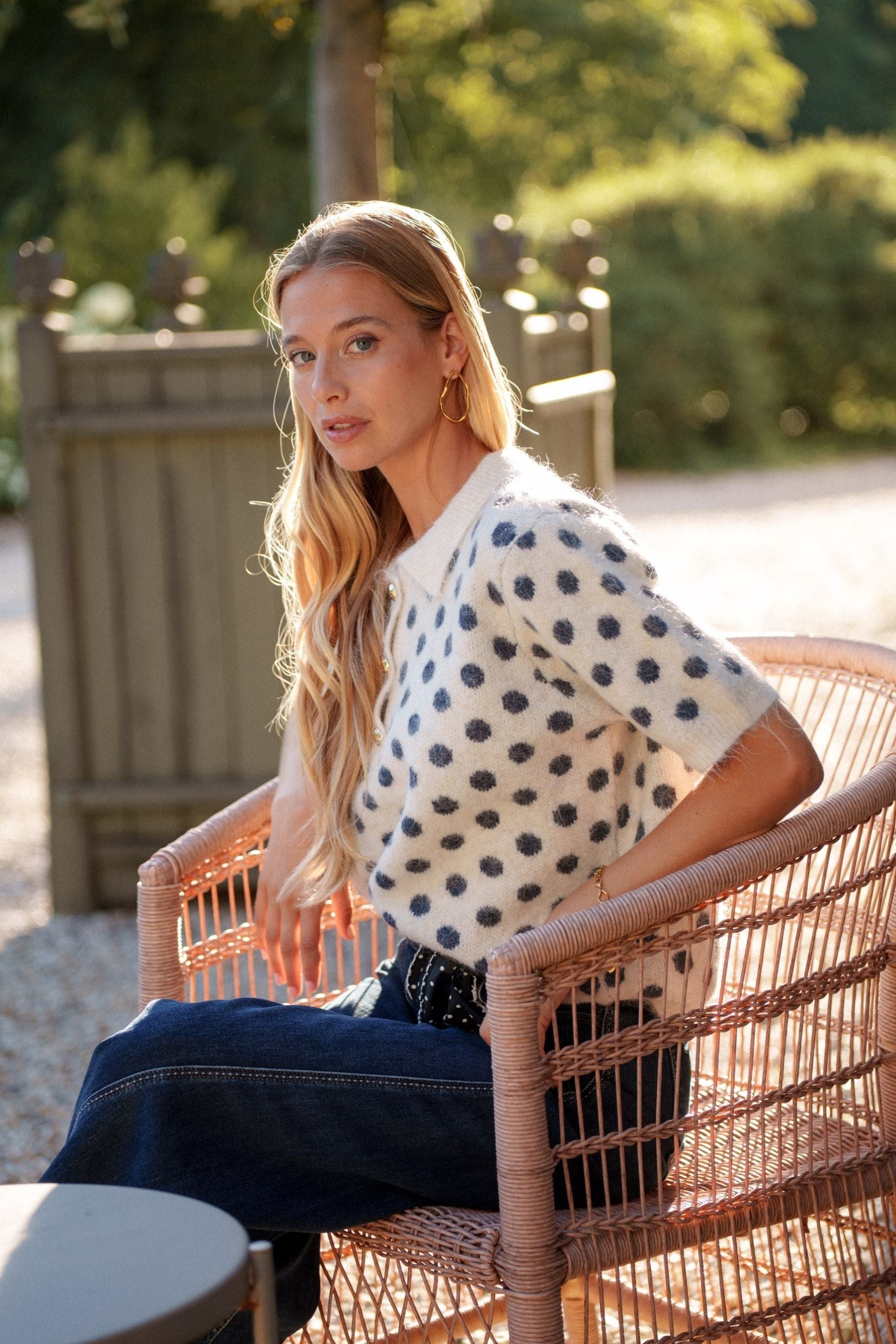 Maison Onado Marilou pull pois col polo taille unique