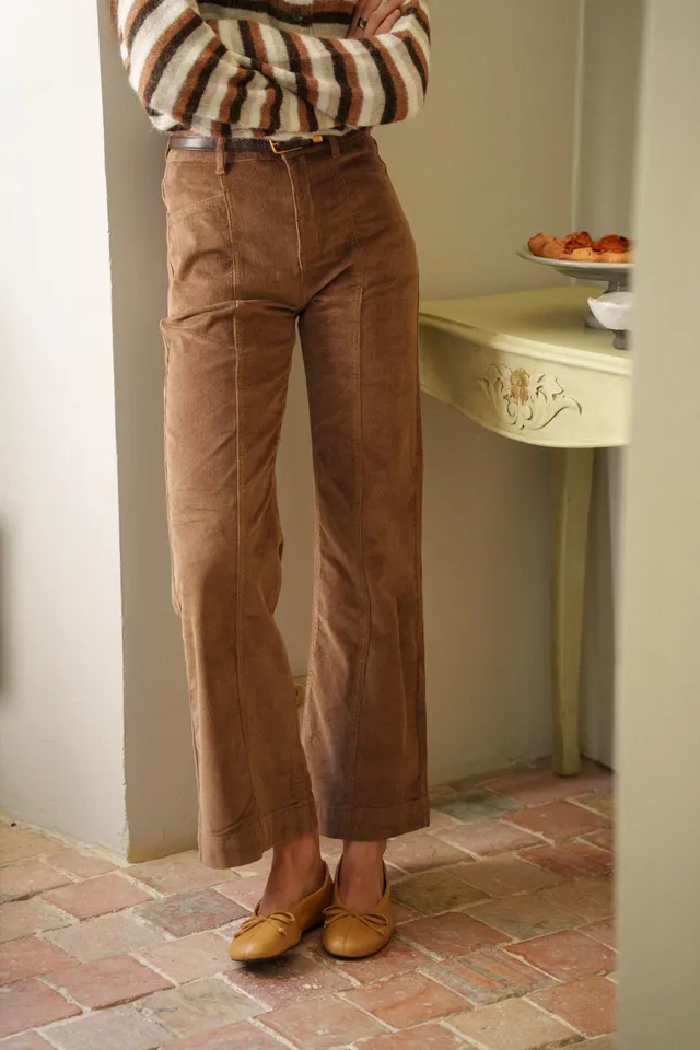 Maison Onado Eloy pantalon velours camel wide leg