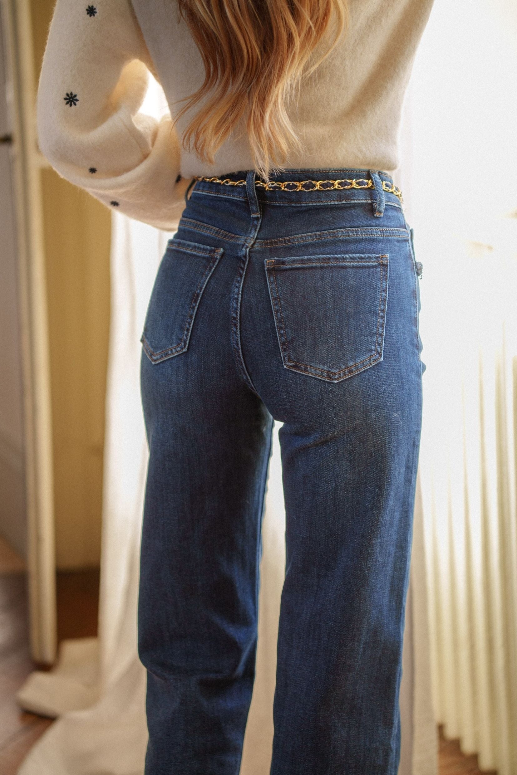 Maison Onado Noé jean bleu délavé taille haute