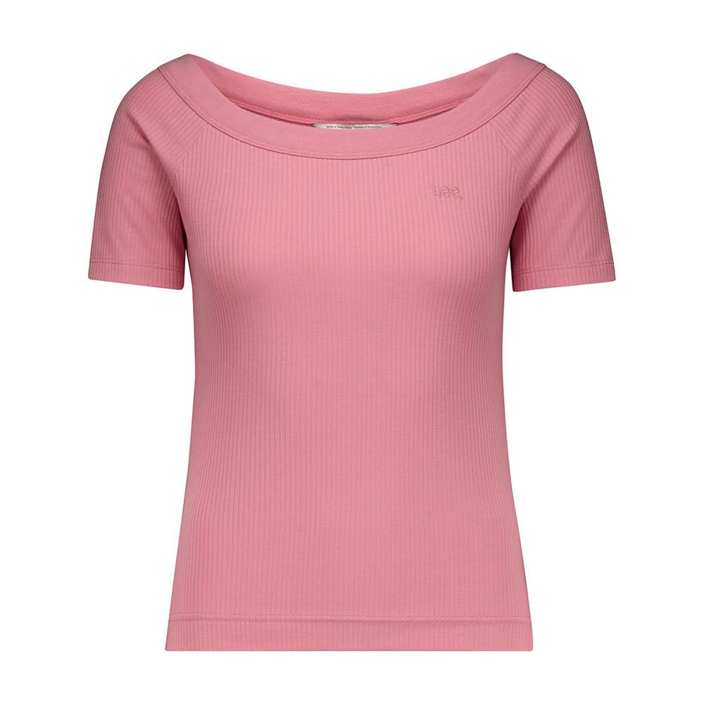 Lee Off Shoulder tee-shirt côtelé écru col bateau