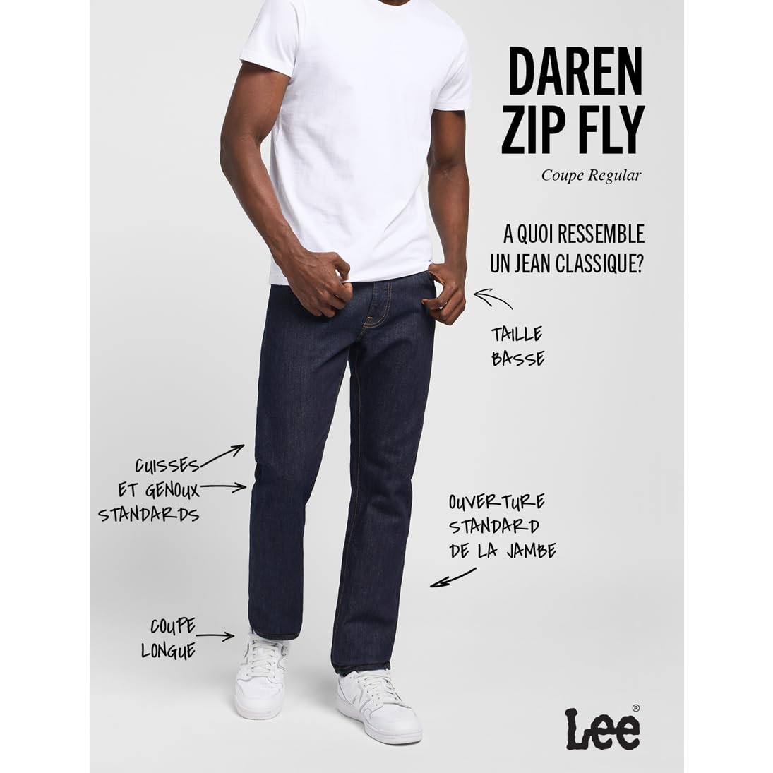 Lee Daren Zip Fly jean homme droit Rinse 32W/32L
