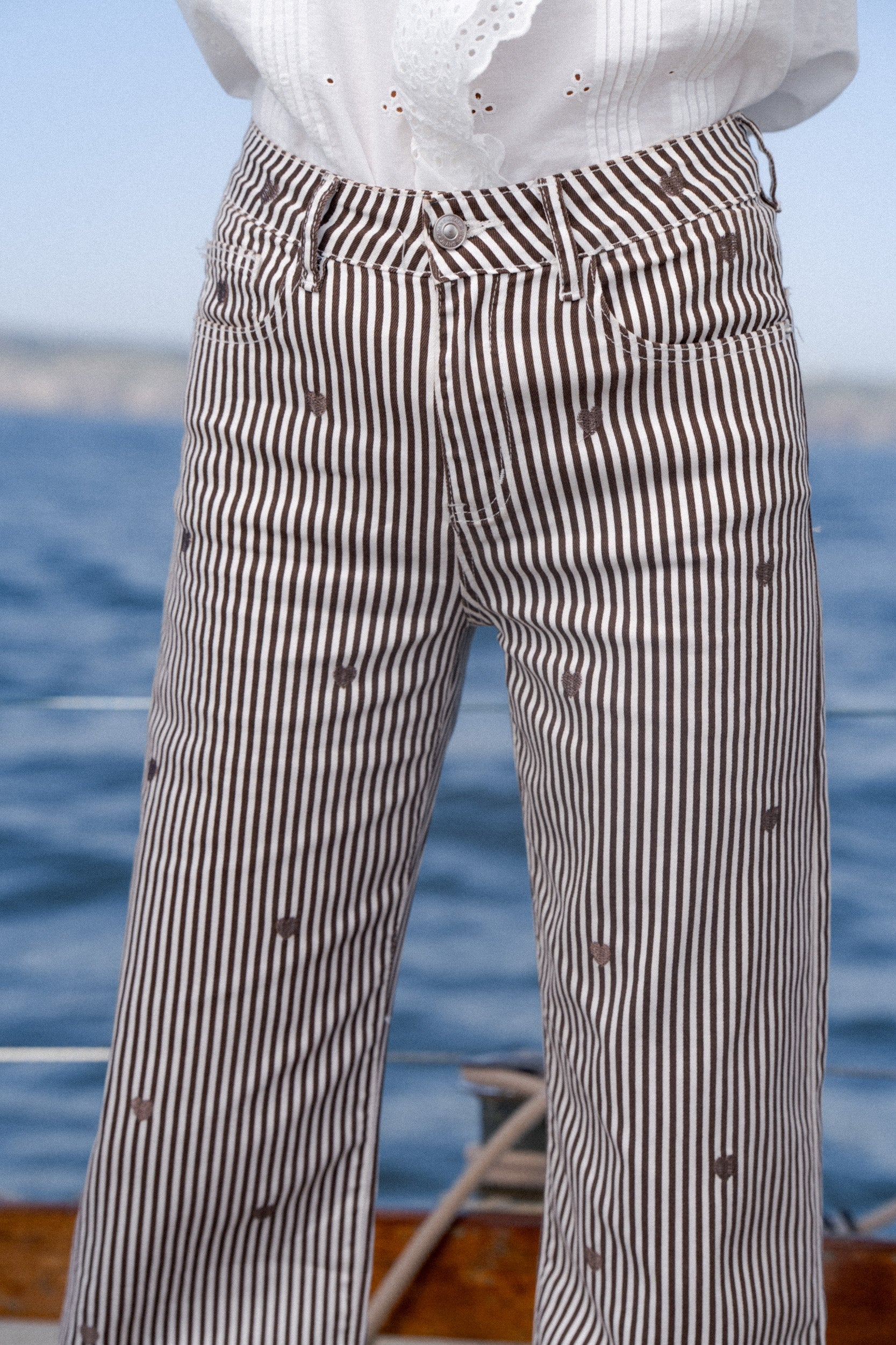 Maison Onado Claire jean wide leg brodé coton