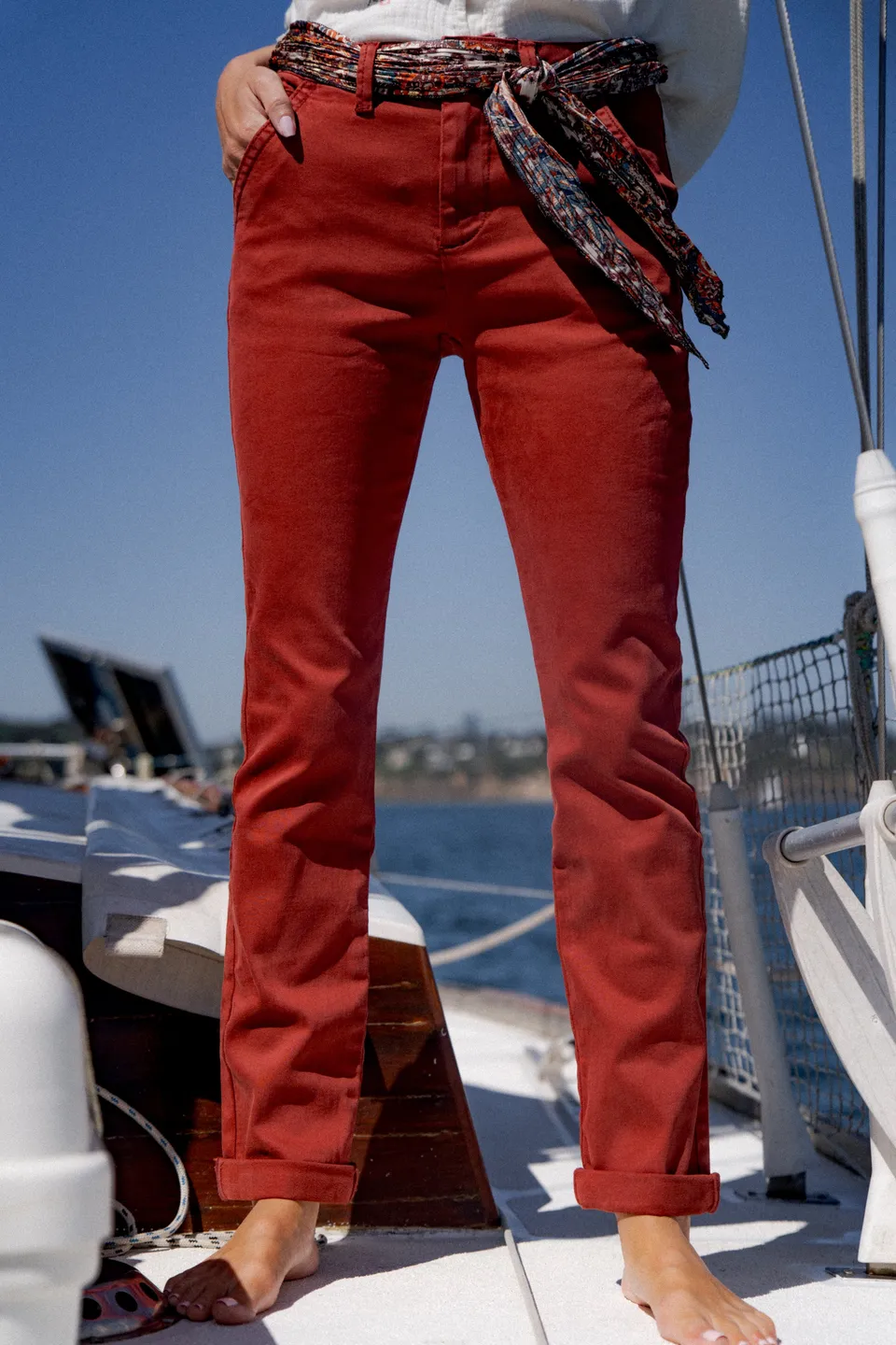 Maison Onado Thalia pantalon chino droit coton ceinture