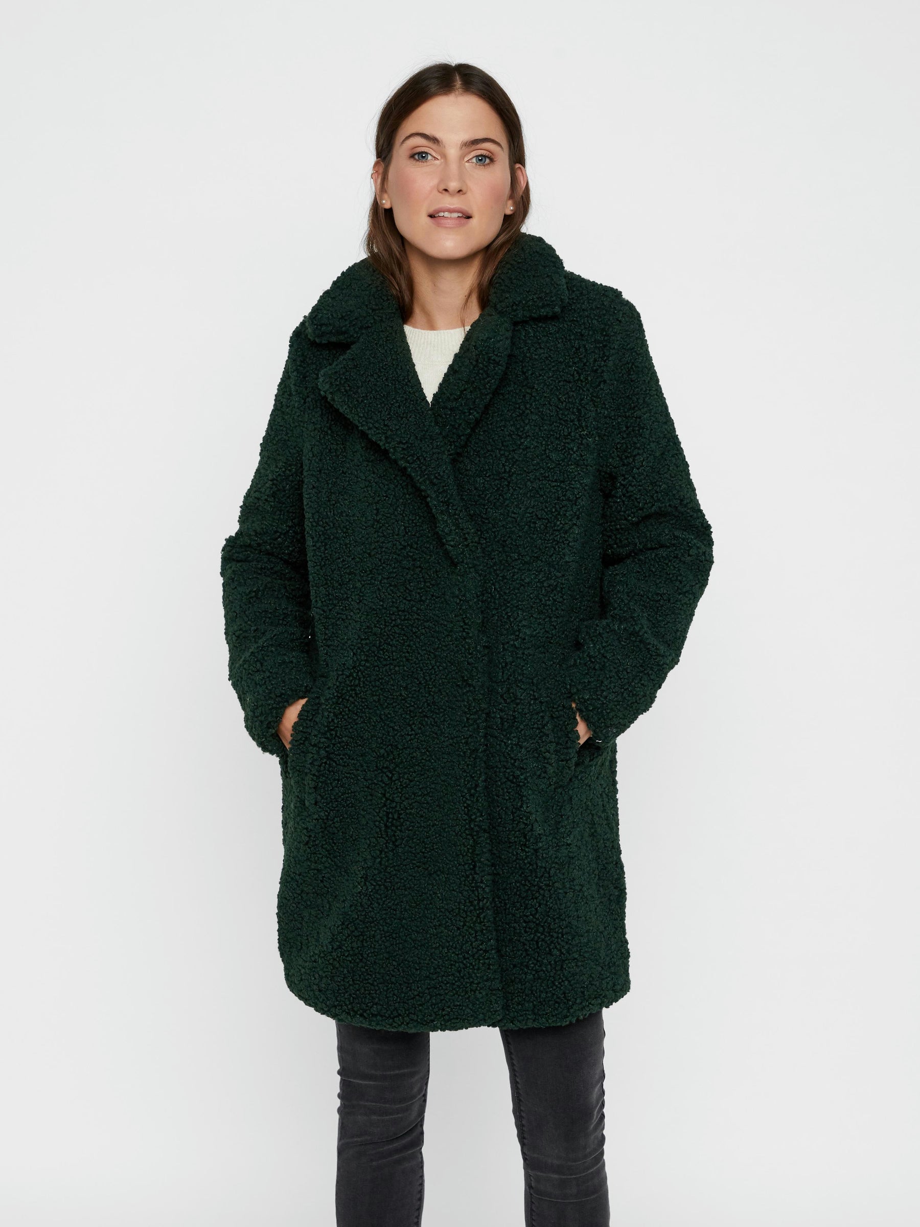 Noisy May manteau teddy fausse fourrure boutonné