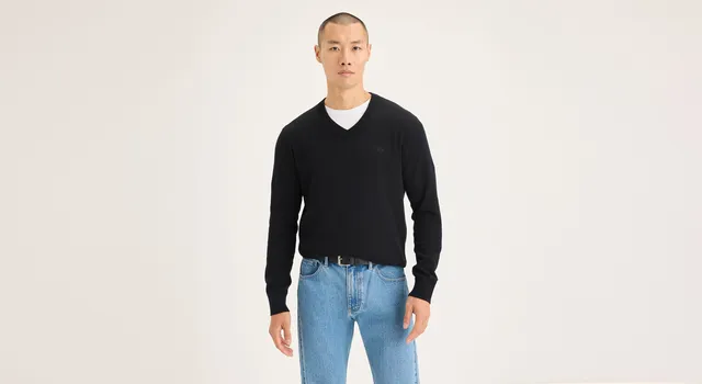 Dockers V Neck pull noir col V coupe droite