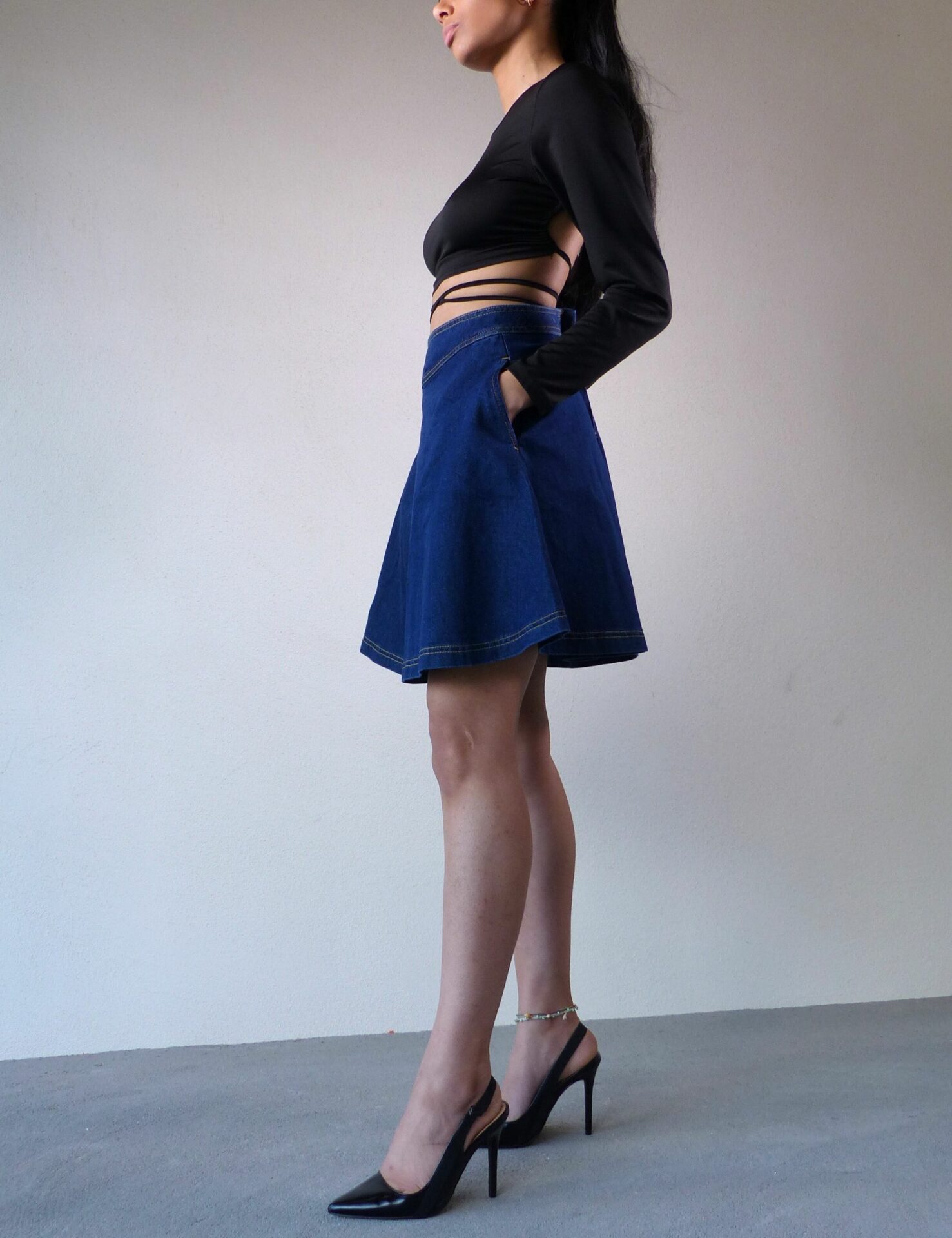 AA Spontané Sixtine jupe en jean bleu taille haute